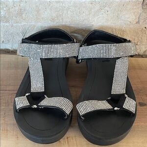 Design Lab Black and Silver Sandals